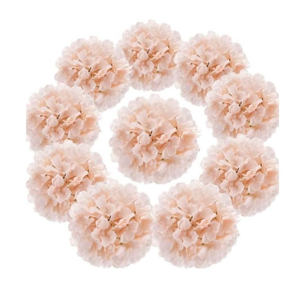 10 piece | Blush Pink Silk Hydrangea Flower with Stems Wedding Home Bouquet